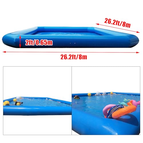 EQCOTWEA Inflatable Pool with 110V Pump, 26.2x26.2x2ft Large Blue