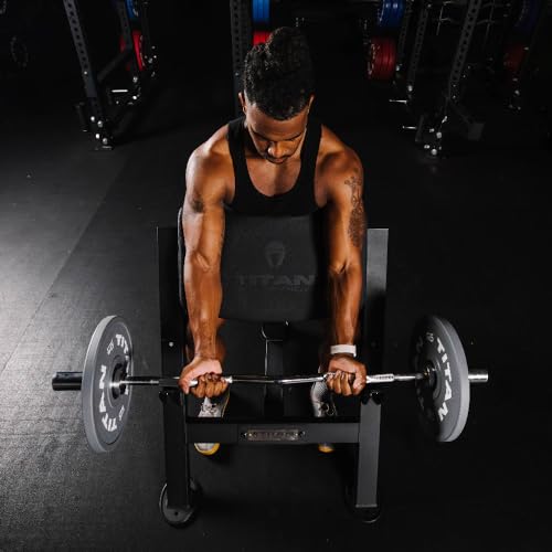 Titan Fitness Seated Preacher Curl Bench Black, Max Load 250 LB, Bicep Curl Support Training