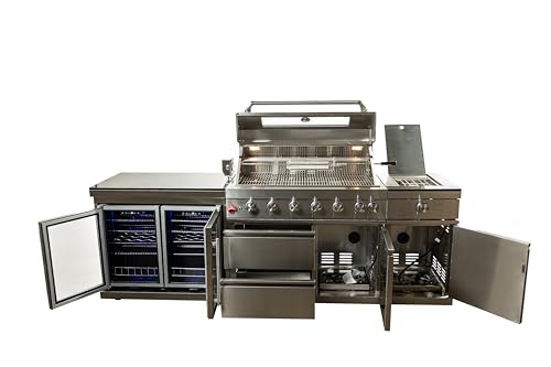 Luxuria Spas Flame Pro Series 6-Burner Modular Kitchen Silver