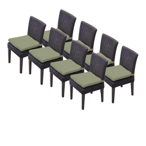 Afuera Living Wicker Patio Dining Chairs Set of 8 Cilantro