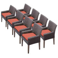 Afuera Living Contemporary Patio Dining Arm Chair Set of 8 Extra Orange Covers