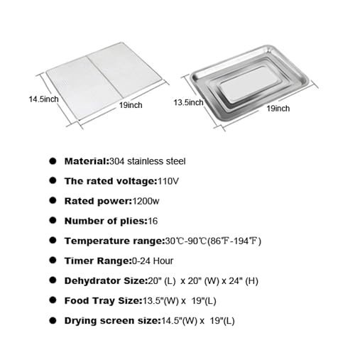 Yokoma 16-Layer Food Dehydrator for Fruits, Vegetables, and Pet Treats