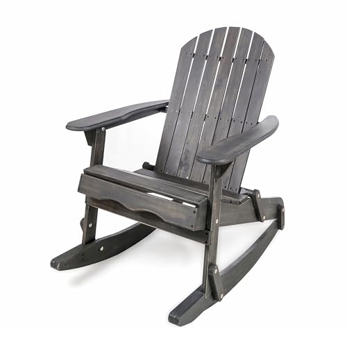 Benzara Outdoor Adirondack Rocking Chair Dark Gray