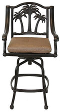 Patio Land Palm Tree Outdoor Patio Set 6pc Swivel Barstools Dark Bronze Aluminum Walnut