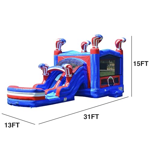 JumpOrange American Boxing Bounce House Water Slide Combo with Blower