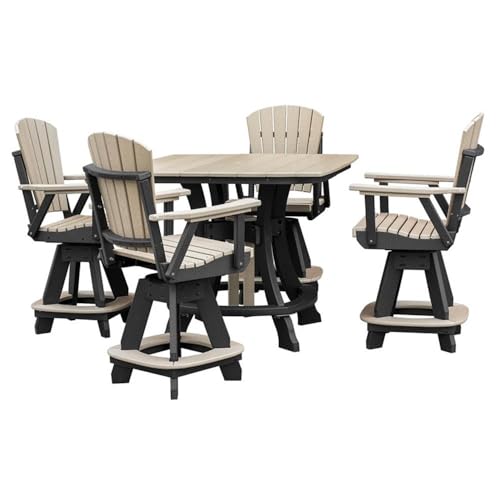 American Furniture Classics Five Piece Square Counter Height Dining Set Weatherwood/Black