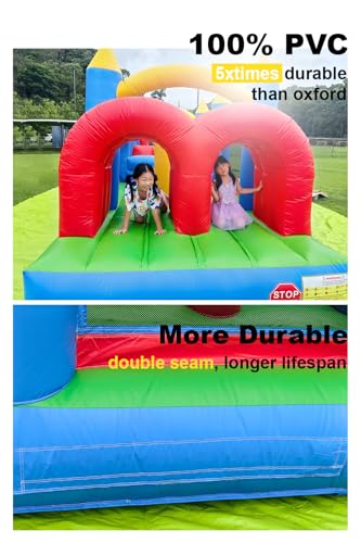 Okayego 24FT Commercial Grade Inflatable Obstacle Course with Slides Blue
