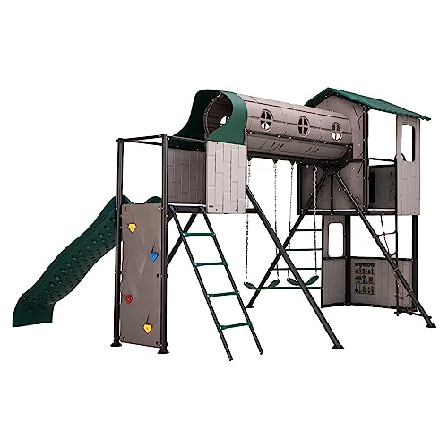 Lifetime Adventure Tunnel Swing Set Playset Earthtone