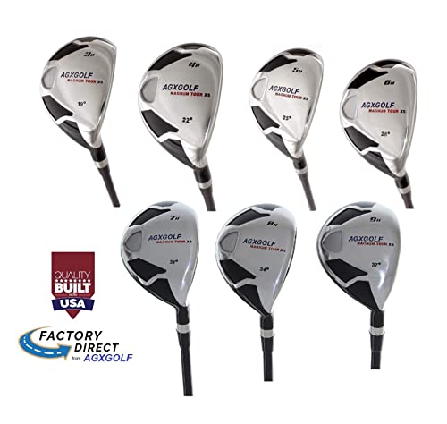 AGXGOLF Men's Tour XS Senior Flex Tall (+1") Hybrid Irons Set 3-9 Graphite Right Hand