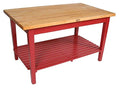 John Boos Rectangular Work Table with Shelf 60x24 Barn Red
