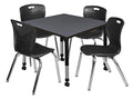 Regency Kee Adjustable Mobile Classroom Table Set with 18" Andy Chairs Grey/Black