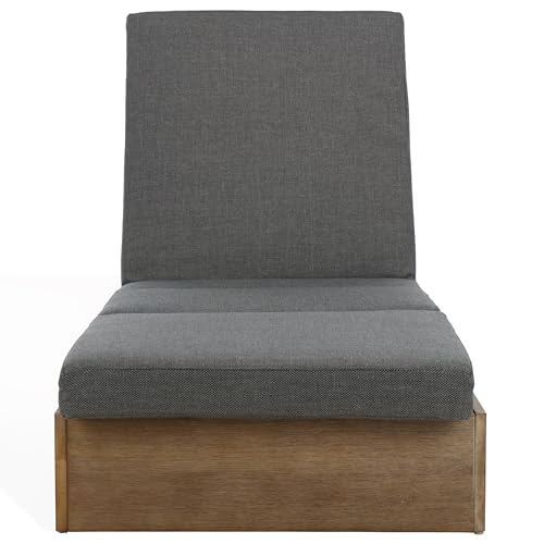 Safavieh Couture Outdoor Vincent Chaise Lounge Chair Natural/Dark Grey