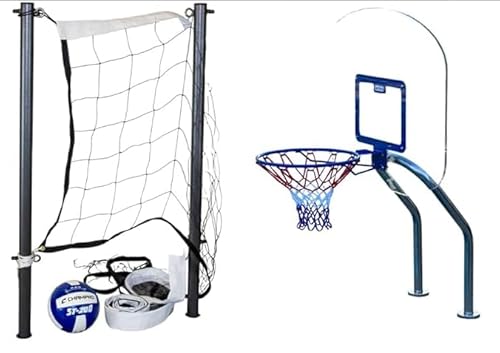 Global Pool Products X2 Basketball & Volleyball Pool Game Set Stainless Steel