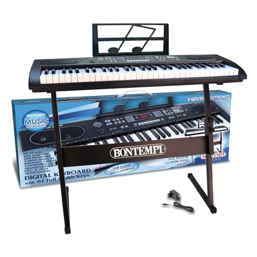 Bontempi Full Size Keyboard with Legs & USB Connection Multi-Color