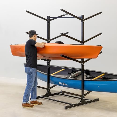 Teal Triangle Freestanding G-Watersport 8 Kayak and SUP Outdoor Storage Rack Black