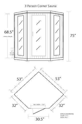 Blue Wave Radiant Saunas BSA1312 3-Person Cedar Corner Infrared Sauna