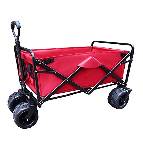 5sssallefaa Foldable Beach Cart Portable Garden Trolley 90kg Capacity Red