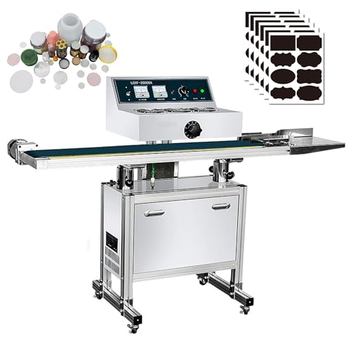 INTSUPERMAI Continuous Induction Jar Sealer 0.79"-5.12" with 48 Premium Chalkboard Labels 220V