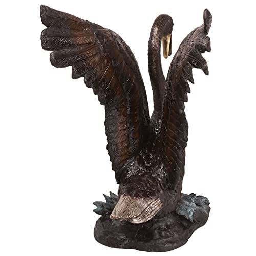 Design Toscano Grace and Beauty Grand Swan Cast Bronze Garden Statue Brown