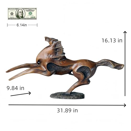 FENGSHUI-CAISHEN Pure Copper Horse Statue Large Brown