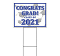 TampaPrinting Congrats Grad Class of 2021 Yard Sign 18" x 24" with Metal Step Stake