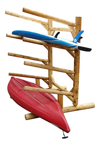 Log Kayak Rack 4 Place One Sided Kayak and SUP Rack Unfinished