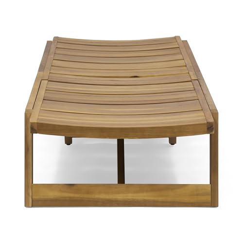 Christopher Knight Home Maki Outdoor Acacia Wood Chaise Lounge Set of 4 Teak Yellow