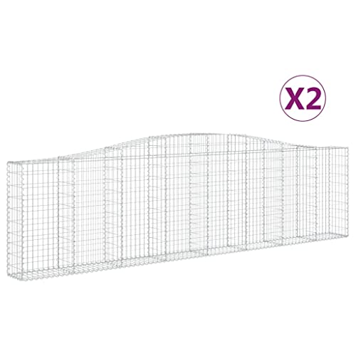 Arched Gabion Baskets 2 pcs 157.5"x11.8"x39.4"/47.2" Galvanized Iron White Black Other