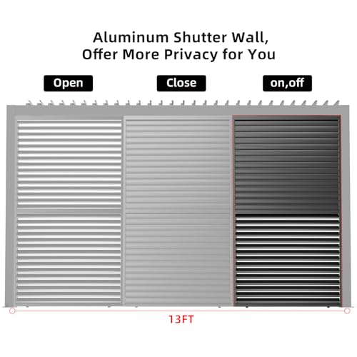 Kaimei Aluminum Louver Grille for Pergola Shade 1/3 Coverage 13FT Black