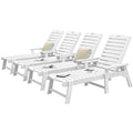 DWVO Patio Lounge Chair Set of 4 Oversized HDPE with 5-Position Backrest White