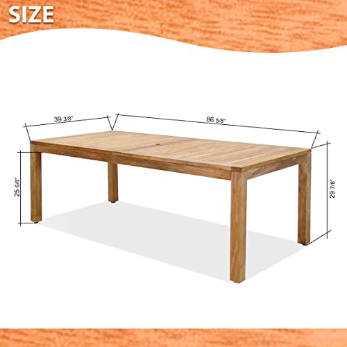 Brampton Patio Teak 9-pc Dining Set White
