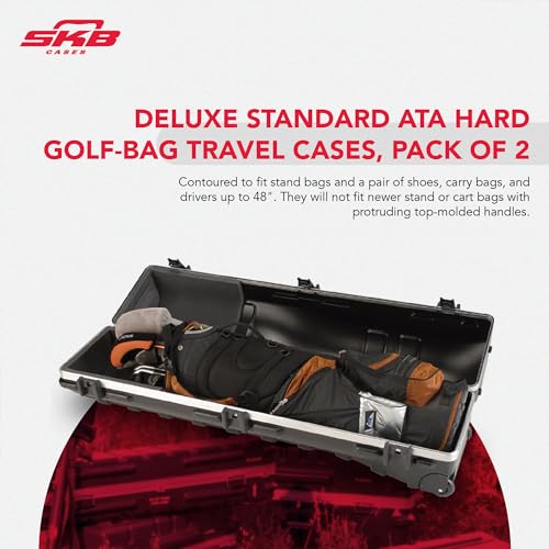 SKB Deluxe Standard ATA Hard Golf-Bag Travel Cases Pack of 2 Black