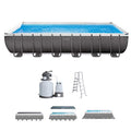 Intex Ultra Frame Rectangular Pool Set with Sand Filter Pump, Ladder, Ground Cloth & Pool Cover