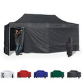 Vispronet 10x20 Instant Canopy Tent with 4 Side Walls - Commercial Grade Steel Frame, Water-Resistant Canopy Top - Includes Bonus Canopy Bag and Stake Kit Black