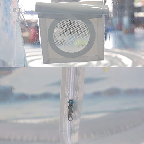 SAYOK Inflatable Christmas Snow Globe Tent with Blower and Pump, 9.84ft Blue & White