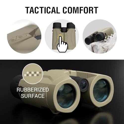 theOpticGuru ATN 10x42 Laser Ballistics Binocular with Rangefinder, Bluetooth, and Mobile App Sand