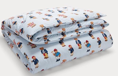 POLO RALPH LAUREN Teddy Bear Boys Blue Stripe King Comforter Set with Shams