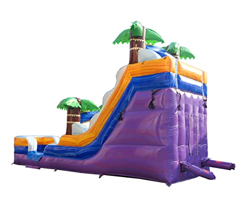 TentandTable Inflatable Water Slide for Kids and Adults, Commercial Grade, 27' L x 9' W x 15' H, Tropical Purple Marble