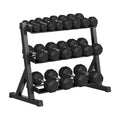 GarveeLife Premium Rubber Coated Hex Dumbbell Weight Set with Rack Black