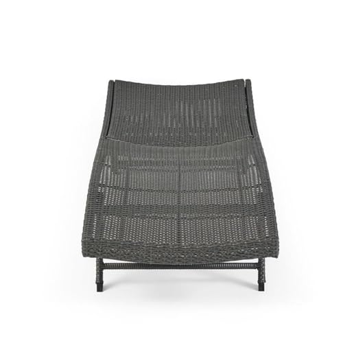 Noble House Kauai Outdoor 6-Pc Wicker Chaise Lounge Set Grey
