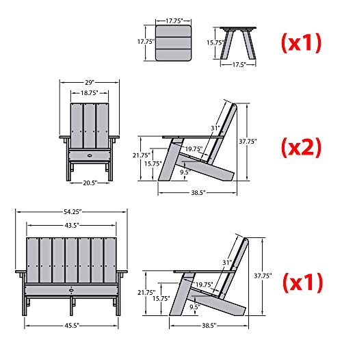 Highwood Italica Modern Adirondack 4pc Set White
