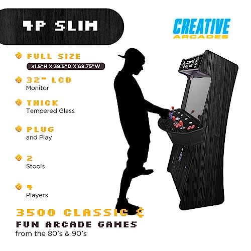 Creative Outdoor Distributor Full Size Arcade Machine 4 Player 3500 Games Woodgrain Black Forest