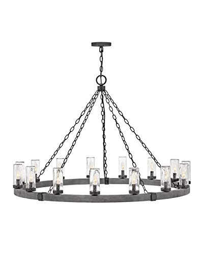 Hinkley Sawyer Collection 15-Light 4W LED Extra Large Outdoor Hanging Lantern Aged Zinc