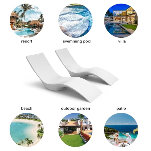 Aquamarine In-Pool Lounge Chairs Set of 2 White