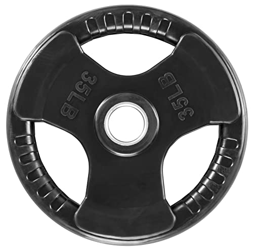 French Fitness Rubber Grip Weight Plate Set w/ 7 ft Olympic Bar 395 lbs