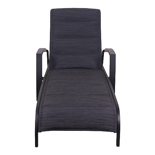 Courtyard Casual Santorini Collection 2-Piece Padded Sling Chaise Lounge Chairs Black
