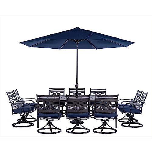 Hanover Montclair 11-Piece Outdoor Dining Set Navy