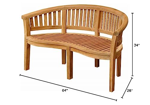 Anderson Teak Curve 3 Seater Bench Extra Thick Wood Teak Natural