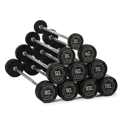 Titan Fitness Rubber Straight Fixed Barbells Black
