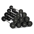 Titan Fitness Rubber Straight Fixed Barbells Black